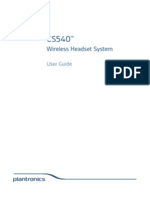 Plantronics CS540™Wireless Headset System User Guide